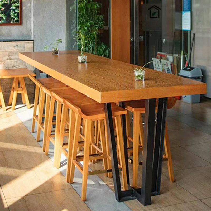 Modern Solid Wood Bar Chair Armless Bar Stool with Wooden Footrest