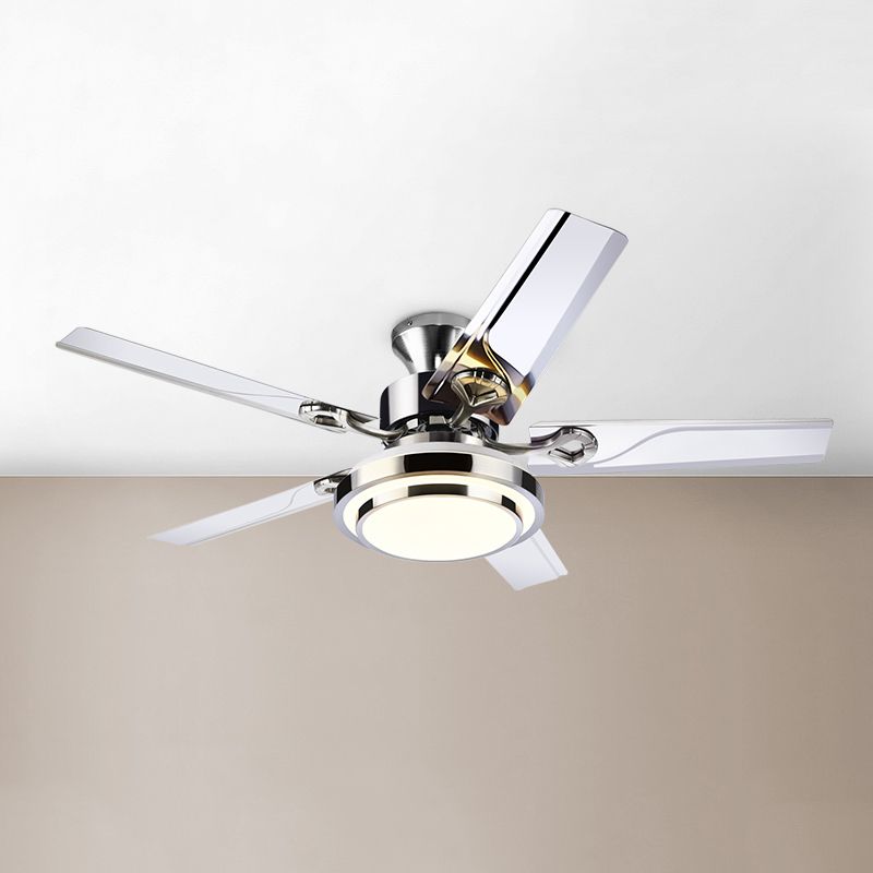 Unique Shape Metal Ceiling Fan Lighting Kids Style 1 Light Ceiling Fan Light in Silver