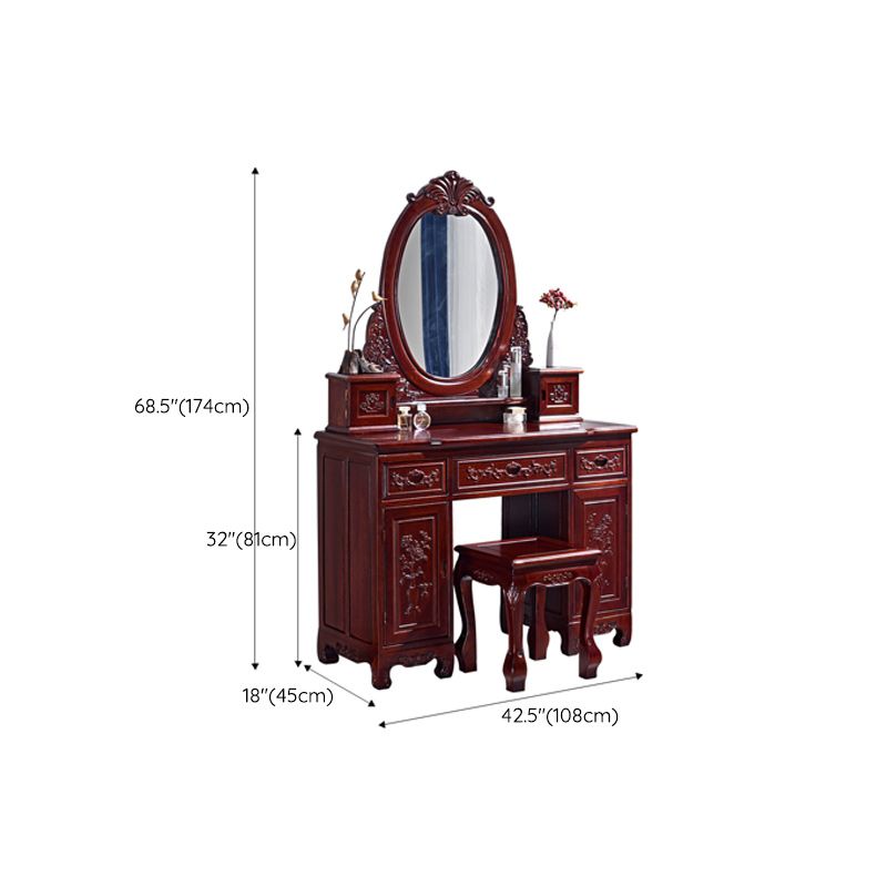 Traditions Red Oak Vanity Set Solid Wood Vanity with Drawers and Mirror