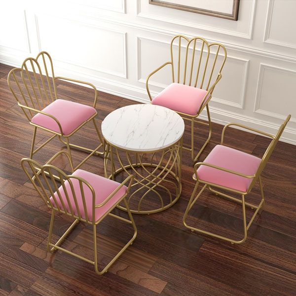 Silla de comedor de terciopelo Glam, sillón lateral de comedor de metal para uso en restaurantes