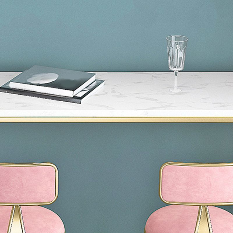 White Faux Marble Table Modern Style Bistro Bar Table for Patio Use