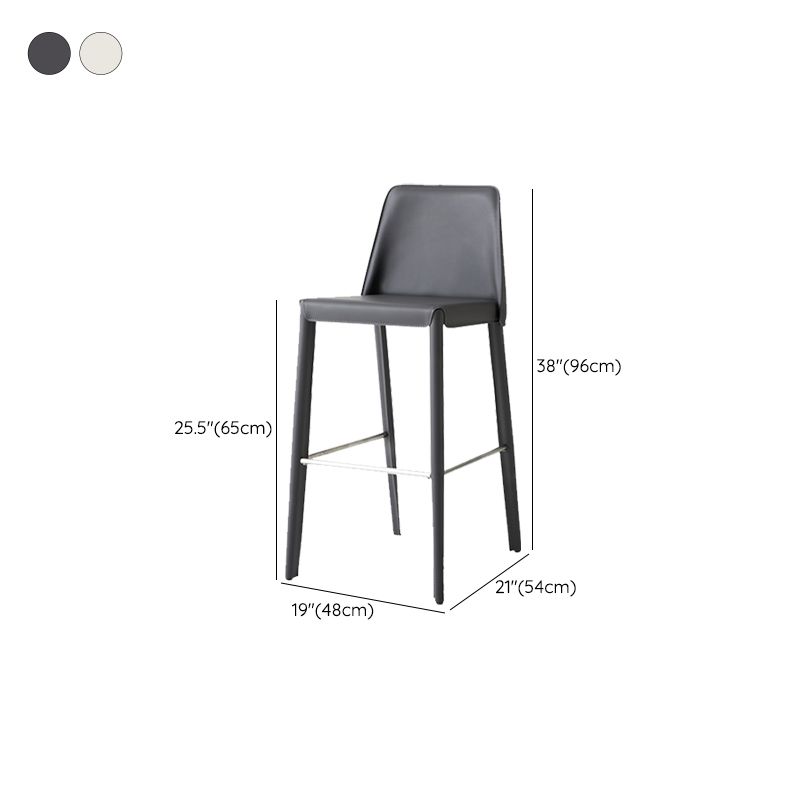 Faux Leather Bar Stools Modern Style Patio Bar Stool with Backrest