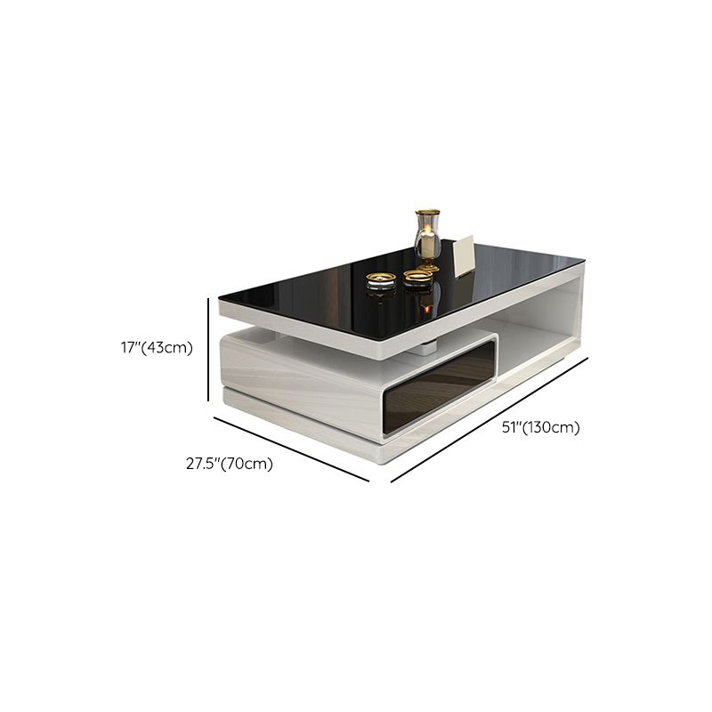 4 Drawers Coffee Table Rectangle Single Stone with Storage Shelf