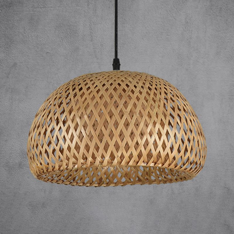Sospensione tessuta asiatica a sospensione a mano luce rattan 1 ciondolo luminoso