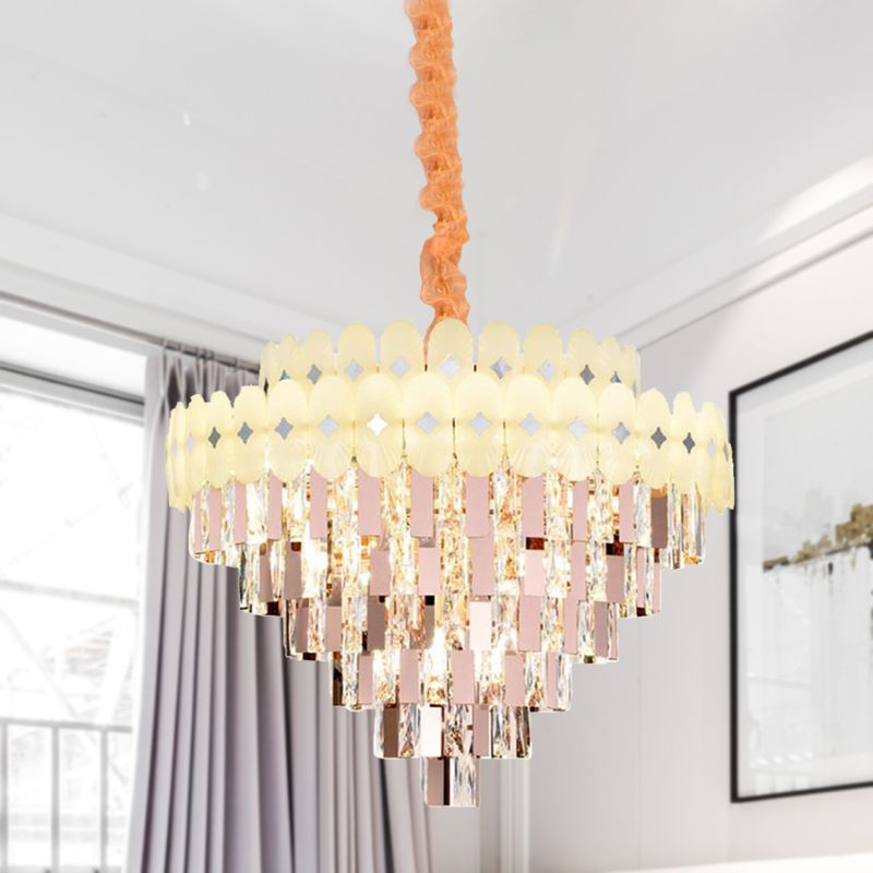 Layered Ceiling Chandelier Contemporary Clear Crystal 12/16/22 Lights Living Room Down Lighting