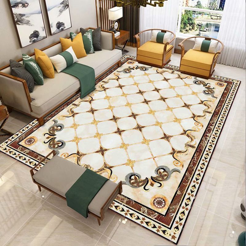 Light Yellow Modern Rug Polyester Graphic Rug Washable Rug for Living Room