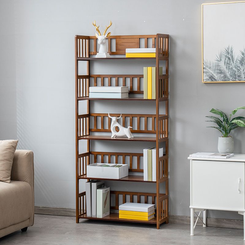 Contemporary Open Back Bookshelf Standard Bamboo Bookcase for Home Office