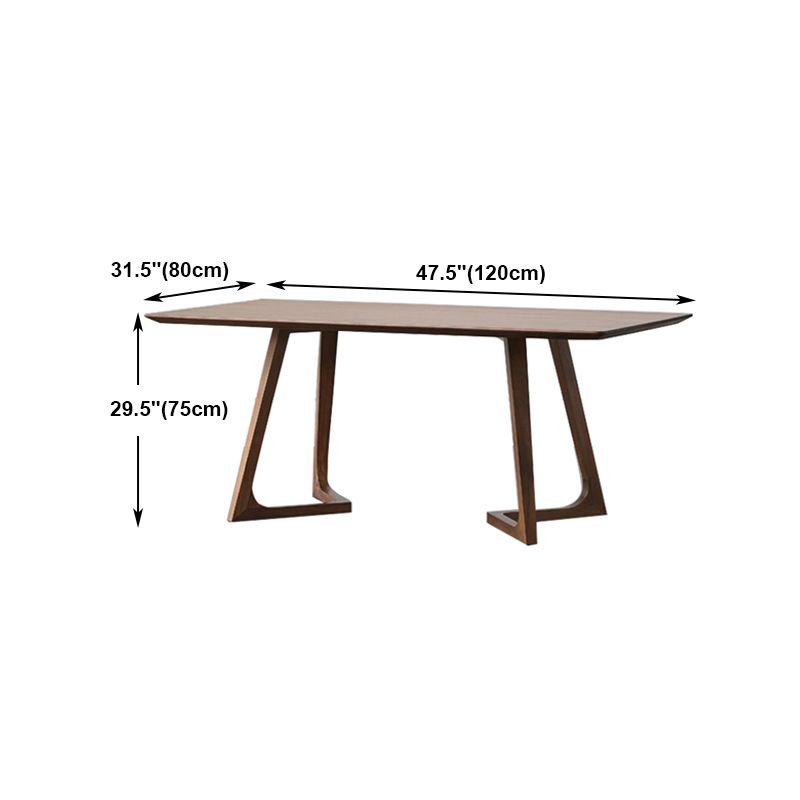 Modern Solid Wood Dining Room Collection Double Pedestal Dining Table in Walnut