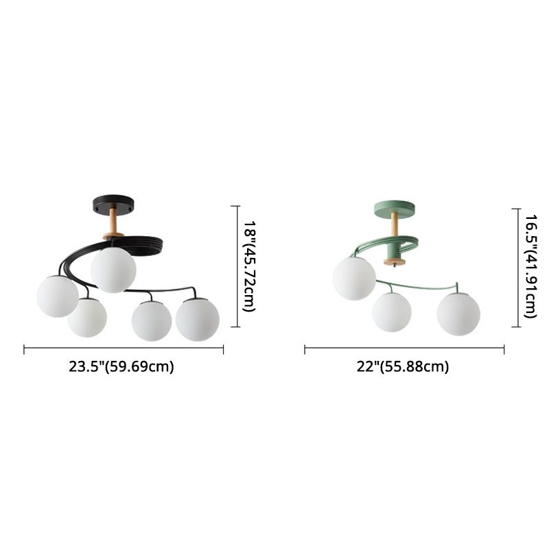 Globe Semi Flush Mount Light Fixture Ultra-Contemporary Milk Glass Ceiling Light Fixture for Living Room