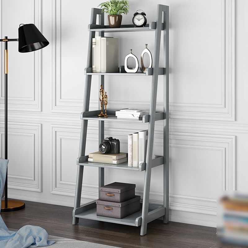 Moderne Style Ladder Bookshelf Massivholzregal Bücherregal für das Studienraum