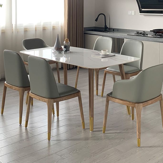 Mesa de comedor de piedra rectangular mesa de comedor de lujo tradicional con patas de madera