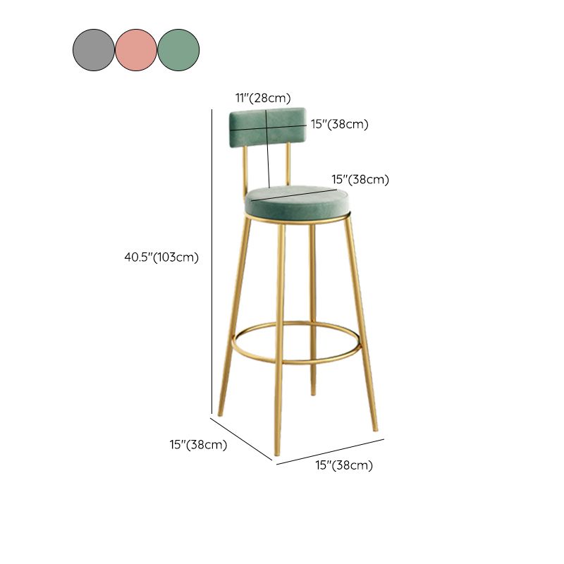 Scandinavian Velvet Counter Stool Bar-height Bar Stool for Living Room