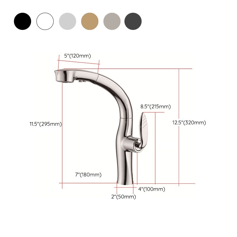 Contemporary Single Handle Kitchen Faucet Pull Out Desk Mounted Faucet