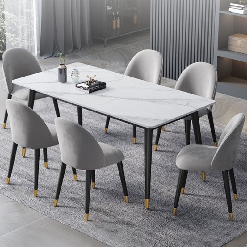 Glam Style 1/2/3/5/7 Pieces Dining Set White-gold Table Kitchen Set for Dining Room