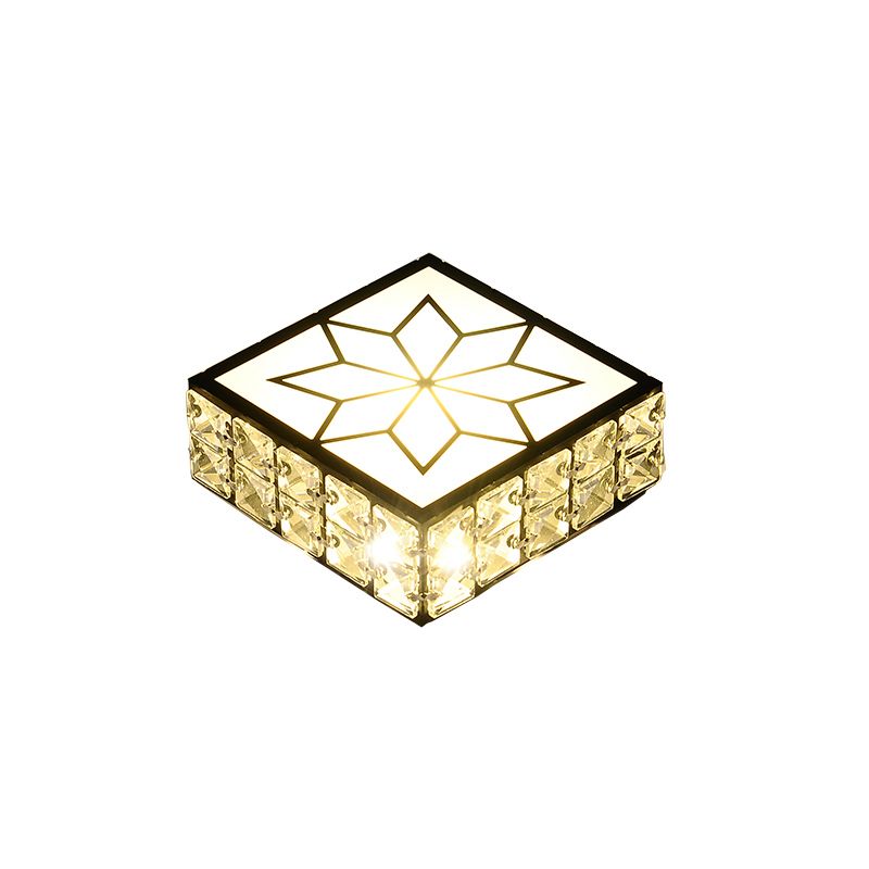Inlaid Crystal Square Ceiling Lighting Minimalist Black LED Flush Mount Light für Korridor
