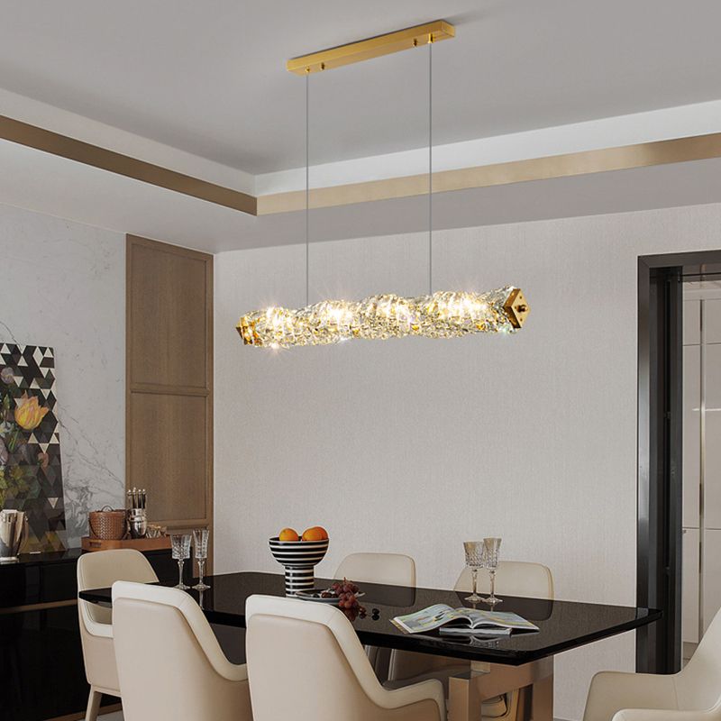 Single Modernism Golden Ceiling Light Crystal LED Kitchen Island Lighting