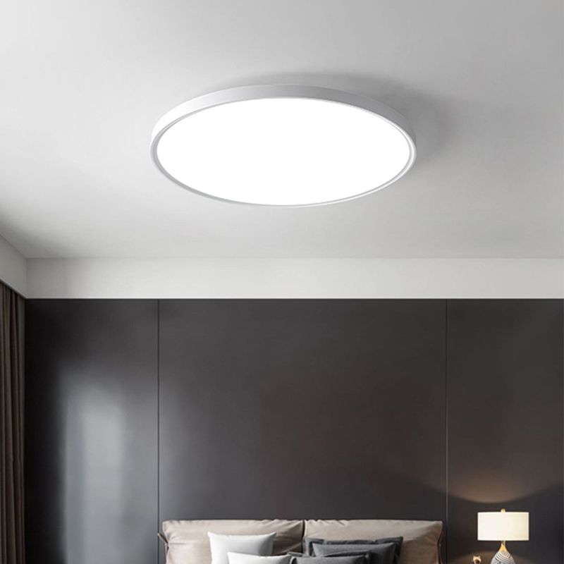 LED Modern Metal Flush Mount Circle Shape Ceiling Light with Plastic Shade for Bedroom