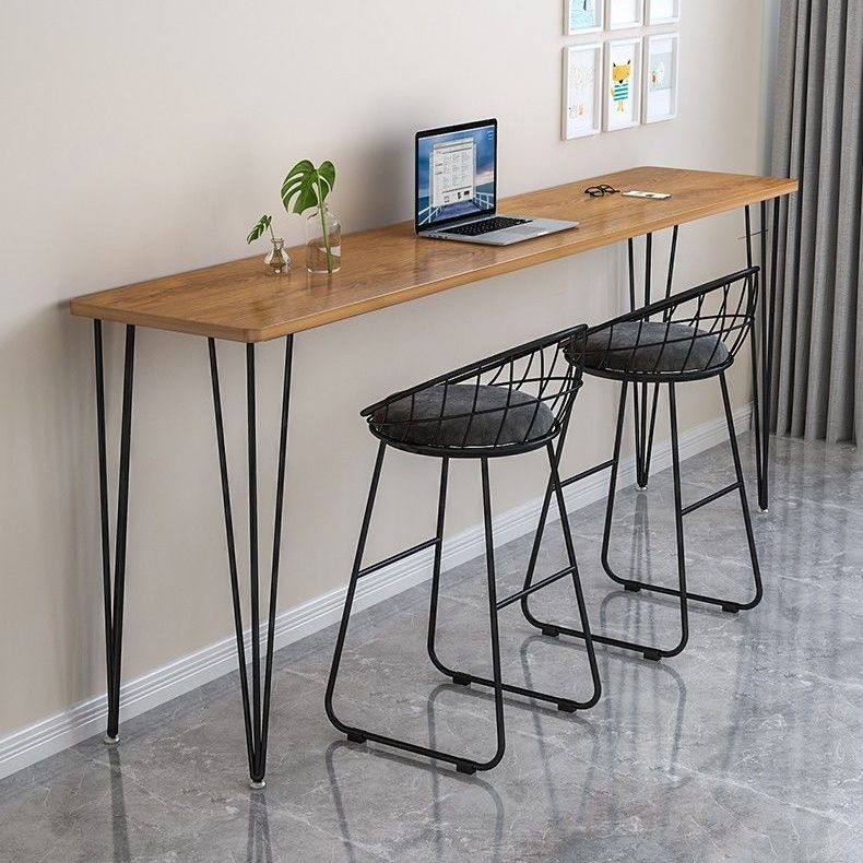 Industrial Style Rectangle Wood Top Counter Table 42-inch Height Modern Bar Table