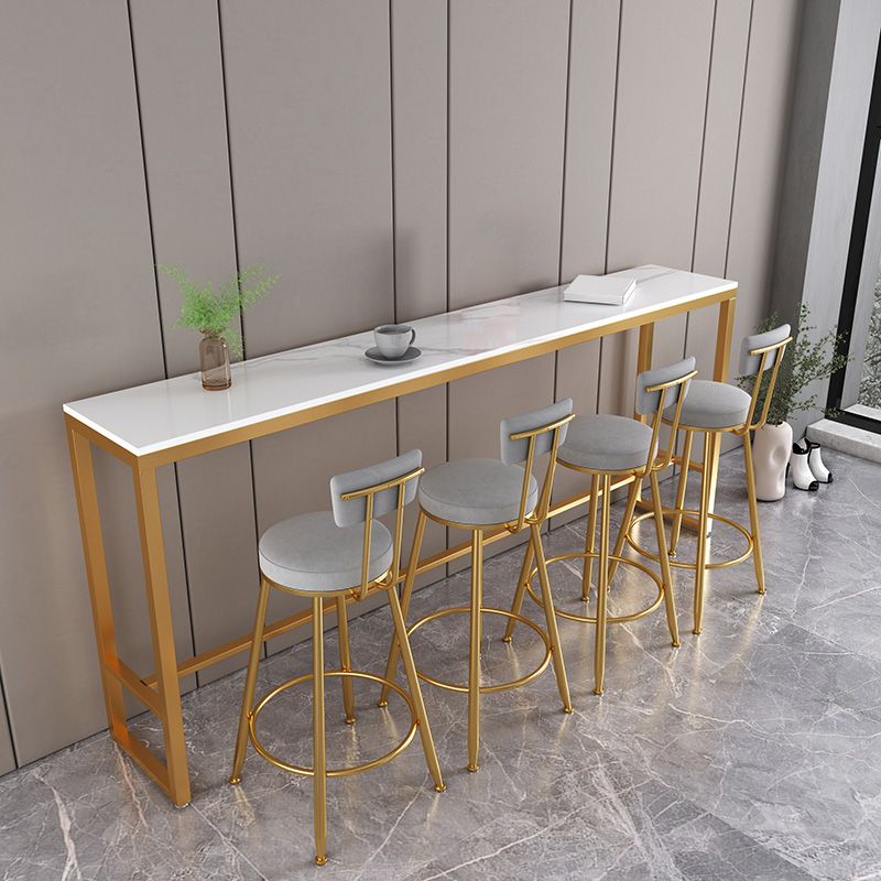 Indoor Glam Bar Dining Table White Marble Rectangle Counter Table
