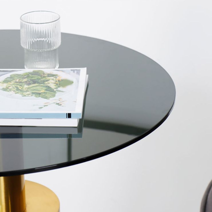 25.2" Tall Contemporary Style Side End Table Glass Pedestal Round Sofa Side Accent Table