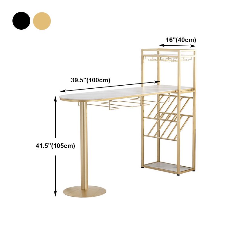 Stone White Bar Dining Table Traditional Luxury Bar Table with Sled Base