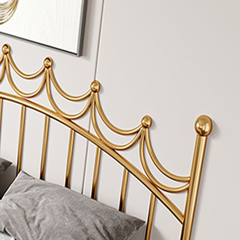 84.65 inch Wide Contemporary Bed Frame Metal Slat Bed with Headboard
