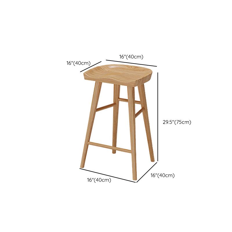 Solid Wood Counter Stool Industrial Backless Bar Stool with Footrest