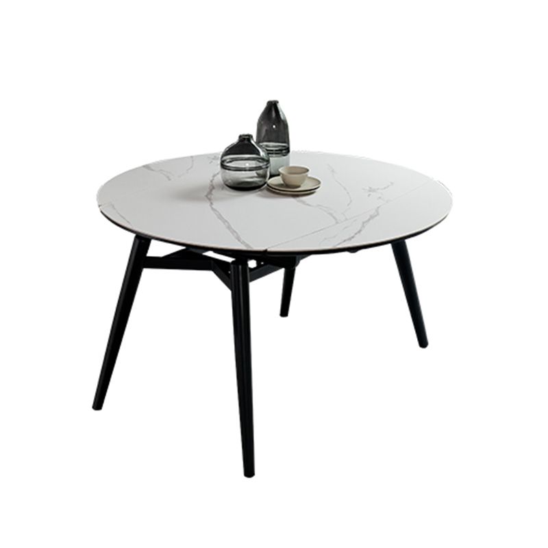 Sintered Stein ausziehbarer runder Esstisch moderner verstellbarer Tisch mit Metall 4 Beinen