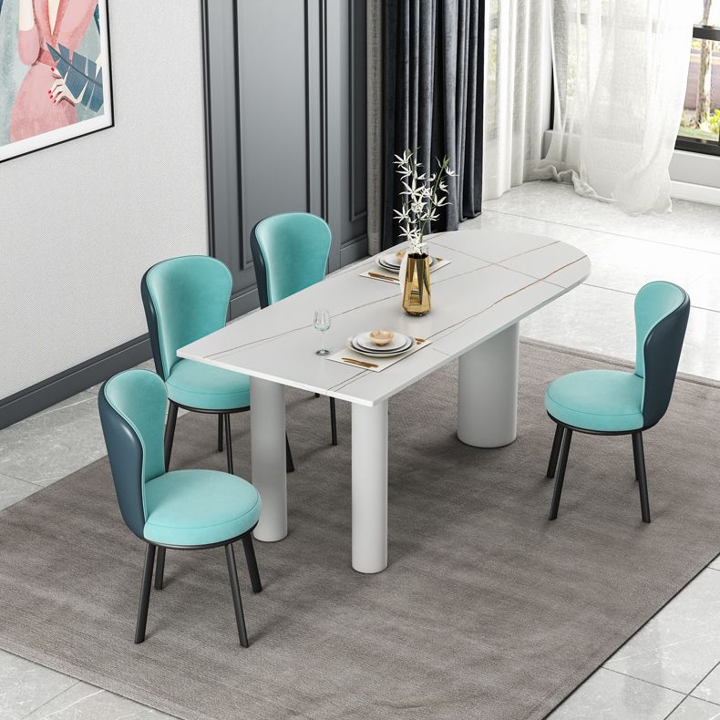 Free Form Sintered Stone White Dining Table Simplicity 3 Legs Table for Dining Room