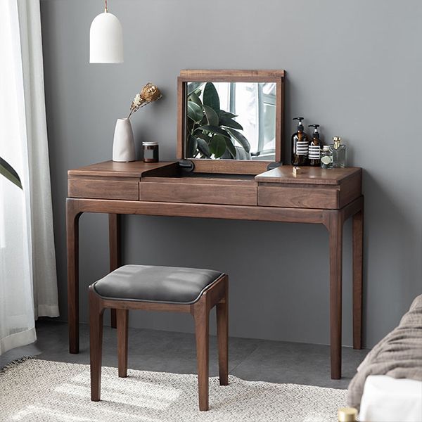 3 Drawer Mid-Century Modern Flip-Top Vanity Dressing Table for Home