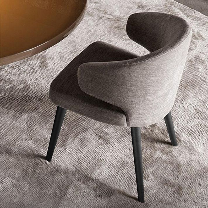 Glam Style Upholstered Side Chair Solid Back Chair with 4 Black Finish Legs