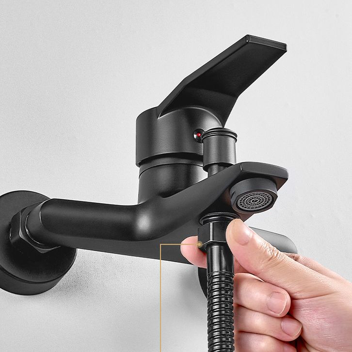 Wall Mount Fixed Bathtub Faucet Lever Handle with Hand Shower