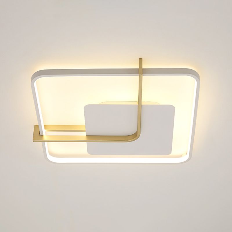Squared Thin Ceiling Flushmount Lamp Minimalism Acrylic Black/White-Gold LED Flush Light Fixture with Right Angle Curve