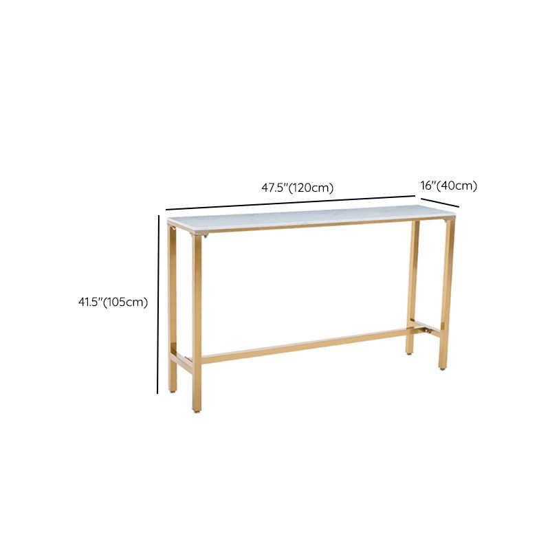 Modern Bar Table White Faux Marble Top Pub Table with Gold Base