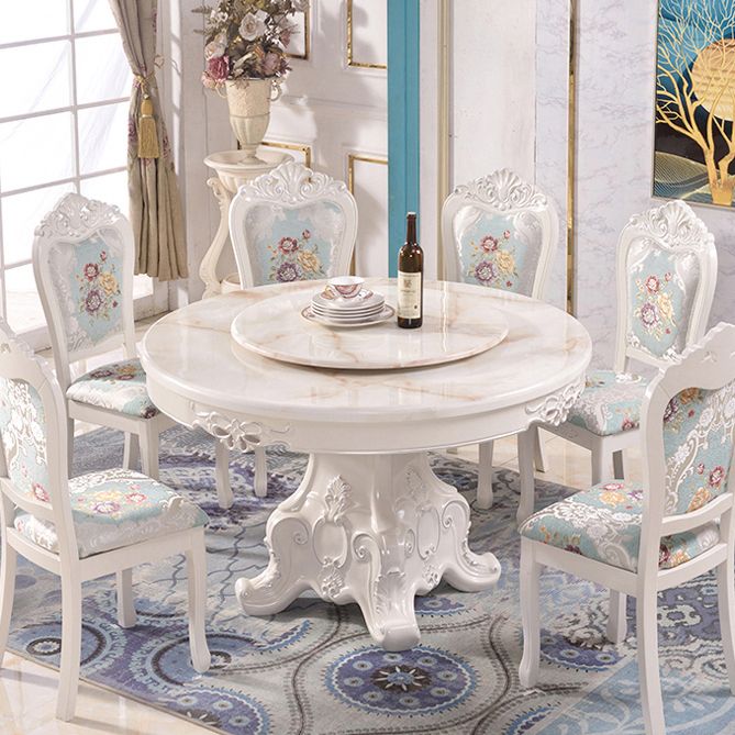 Stone Top Dining Table Round Dining Table with Wood Pedestal Base