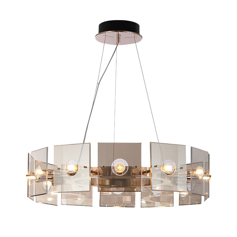 Lampada del lampadario a tamburo ultra-moderno lampada a sospensione di vetro con cavo sospeso per camera da letto