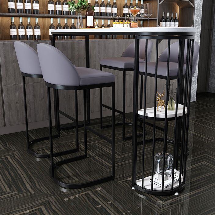 Stone Top Irregular Bar Table Traditional Luxury Bistro Table with Double Pedestal