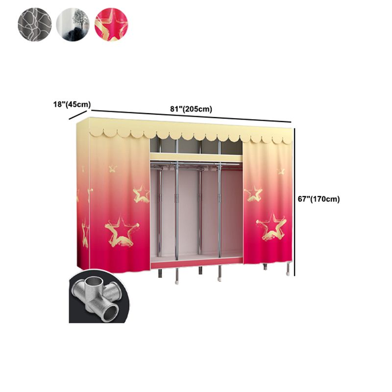 Modern Style Wardrobe Metal 2 Shelves Wardrobe Closet for Bedroom