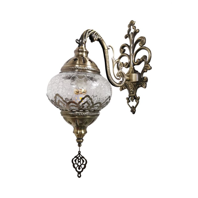 Applique boule traditionnelle, 1 ampoule, éclairage mural en métal, blanc/jaune, 5"/7" de large