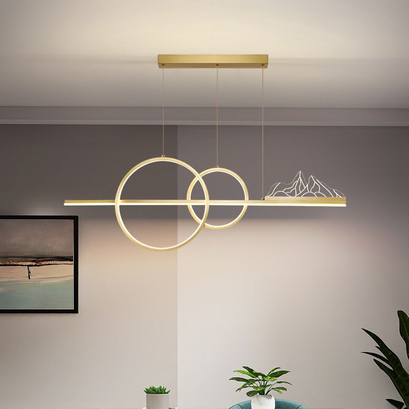 Multiple-Light Geometric Island Pendant Modern Metal Island Lighting for Dining Room