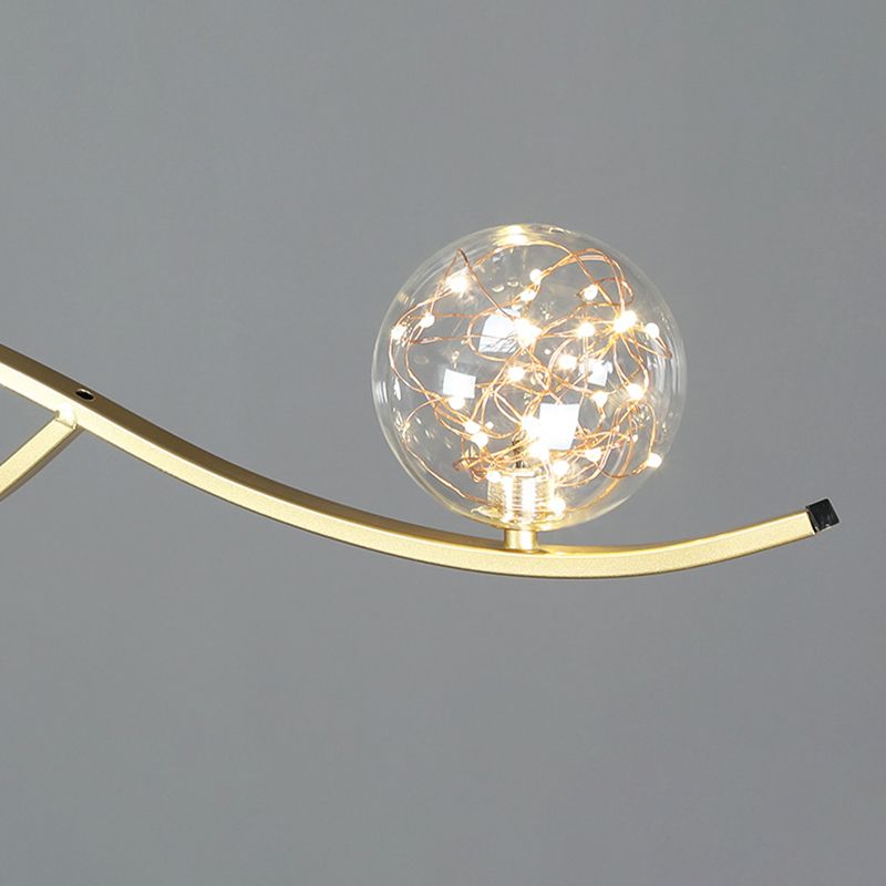 Modern Style Chandelier Light Round Glass Shade Ceiling Hanging Light for Dining Room
