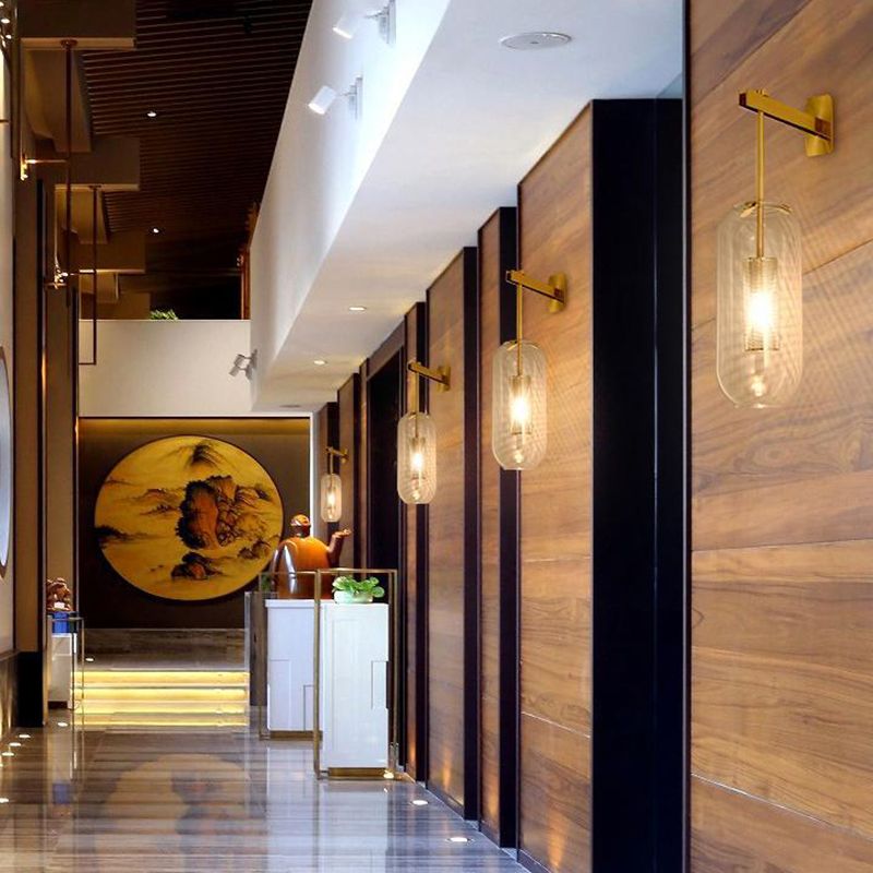 Contemporary Circle Shape Wall Light with Glass Shade for Living Room