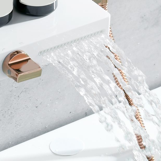 Wall Mount Tub Filler Modern Brass Triple Knob Handle Waterfall Tub Filler with Handshower