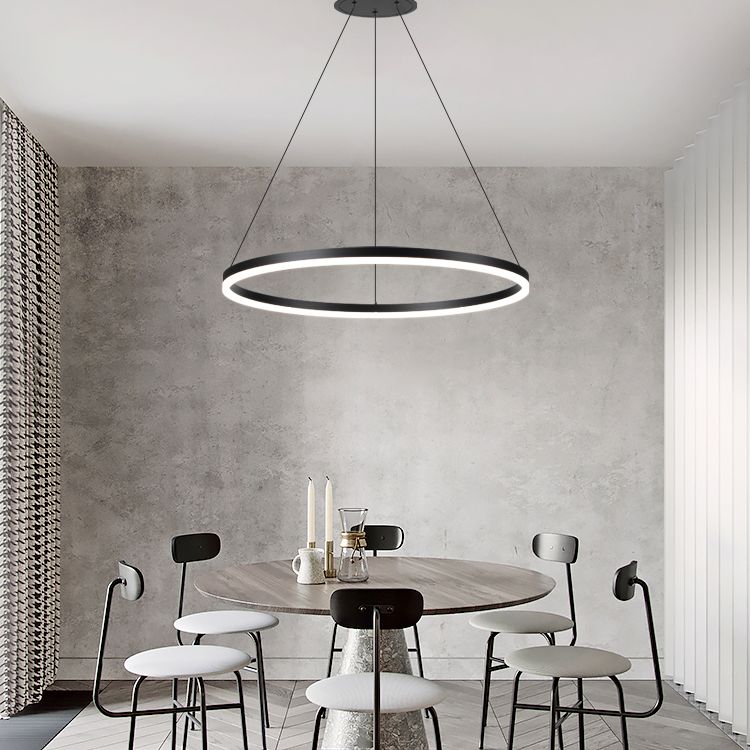 Dining Room One Head Pendant Light Black Metal LED Simple Ceiling Pendant Lamp