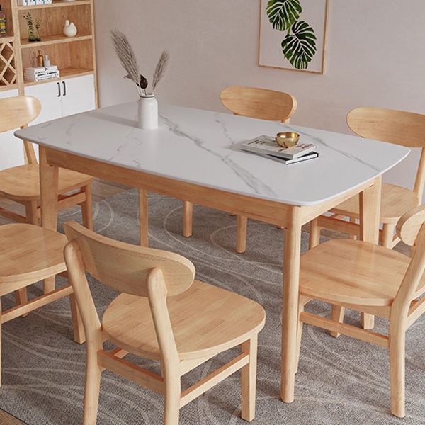 Minimalist Rectangle Shape Kitchen Dining Table Sintered Stone Top Dining Table with 4 Legs Base