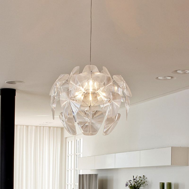 Globe Acrylic Pendant Lighting Fixture Modern 24"/28.5"/43" Wide 1 Light Clear Ceiling Suspension Lamp