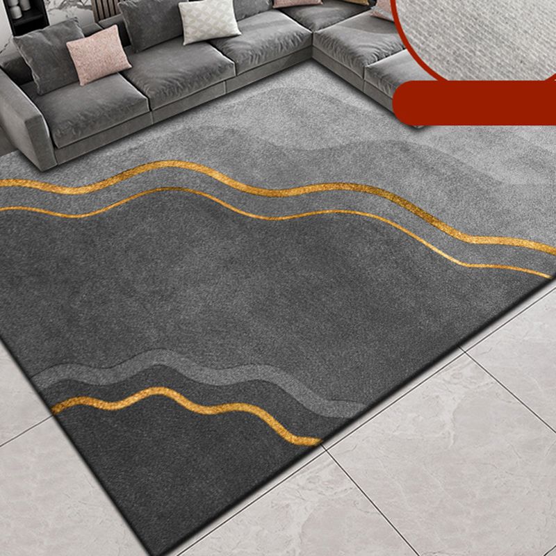 Light Grey Graphic Rug Blending Modern Indoor Rug Non-Slip Backing Rug for Living Room