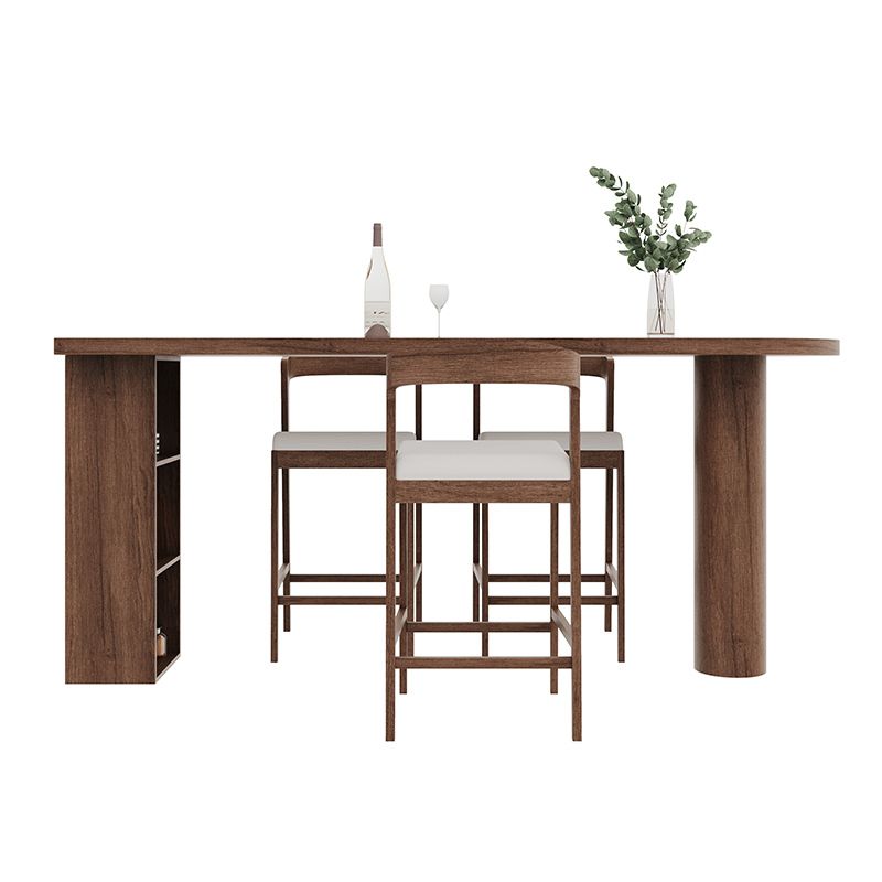 Modern Solid Wood Bar Table Set 1/4 Pieces for Kitchen Dining Room