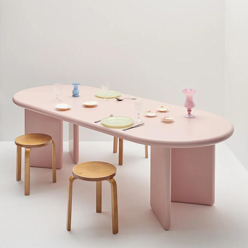 Contemporary Artificial Wood Top Oval Dinette Table Simple Dining Table for Living Room