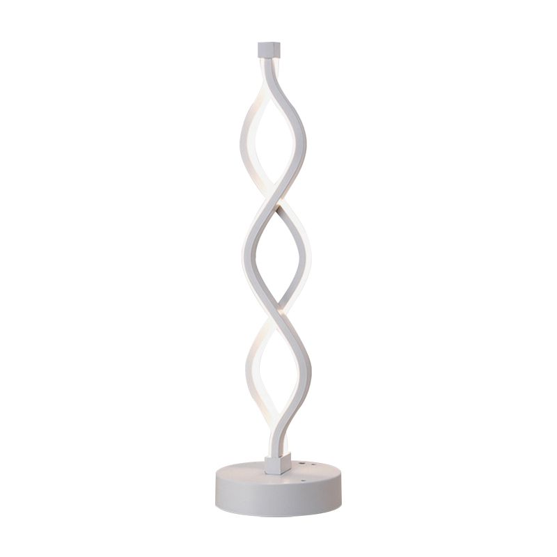 LED Bedside Task Light Minimalism White Night Table Lamp with Spiral Acrylic Shade in Warm/White Light